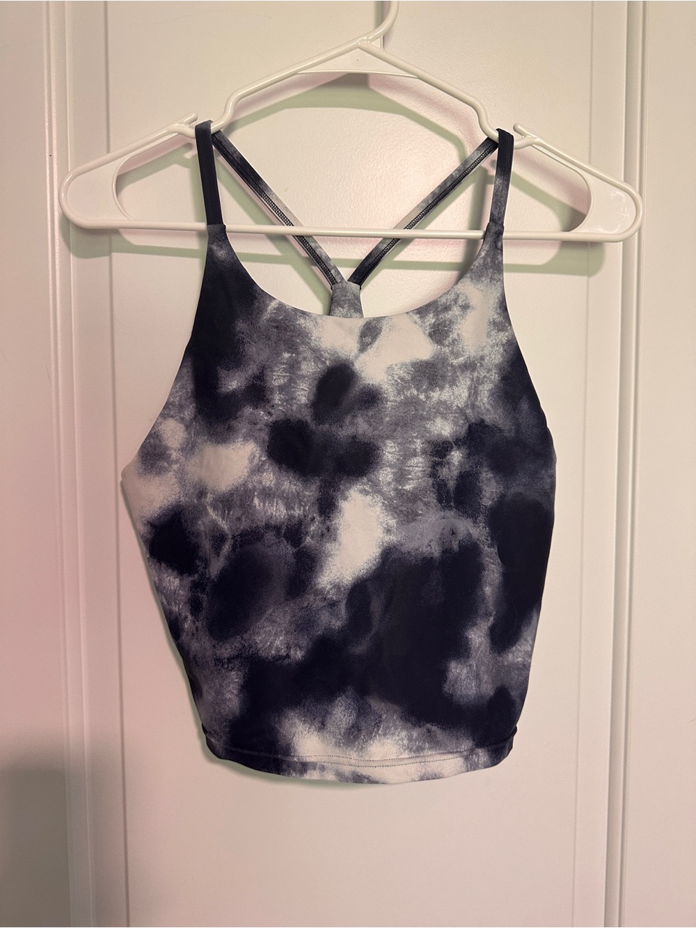 Old Navy Black and White Tie-Dye Cropped Tank Top